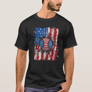 Vintage Baseball 4Th Of July Men USA American Flag T-Shirt
