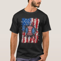 Vintage Baseball 4Th Of July Men USA American Flag