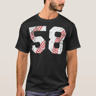Vintage Baseball 58 Jersey Number  T-Shirt