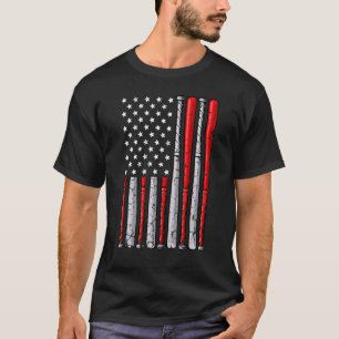 Vintage Baseball American Flag 4th Of July Basebal T-Shirt