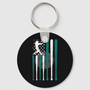 Vintage Baseball American Us Flag Baseball Spirits Key Ring