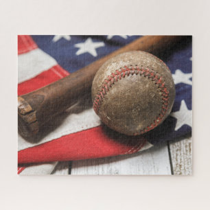 Vintage Baseball and Bat Jigsaw Puzzle