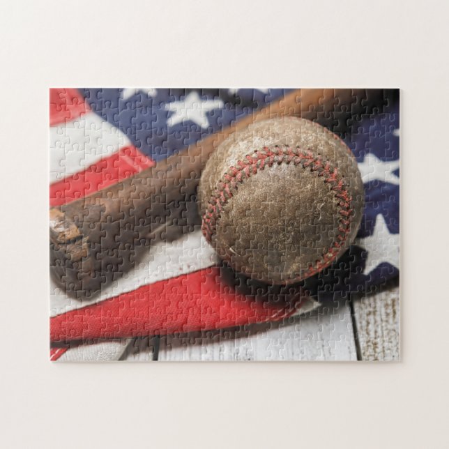 Vintage Baseball and Bat Jigsaw Puzzle (Horizontal)