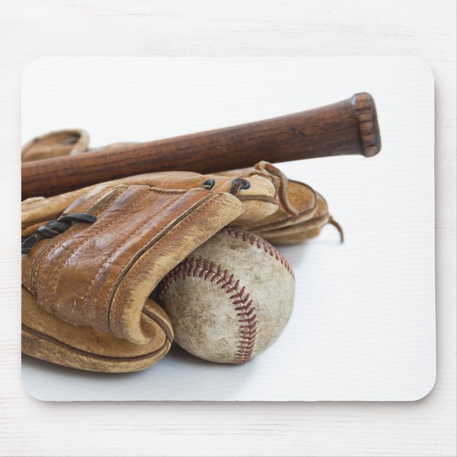 Vintage Baseball and Bat Mouse Mat (Front)