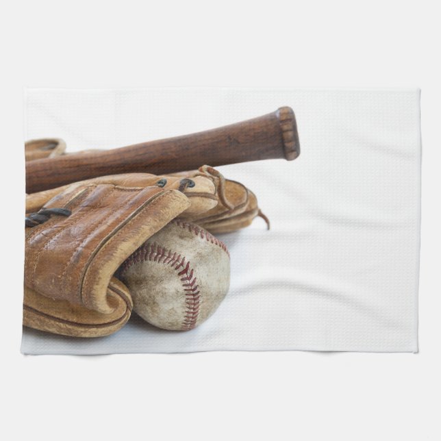 Vintage Baseball and Bat Tea Towel (Horizontal)