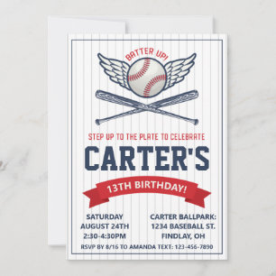 Vintage Baseball Any Age Birthday Party Invitation