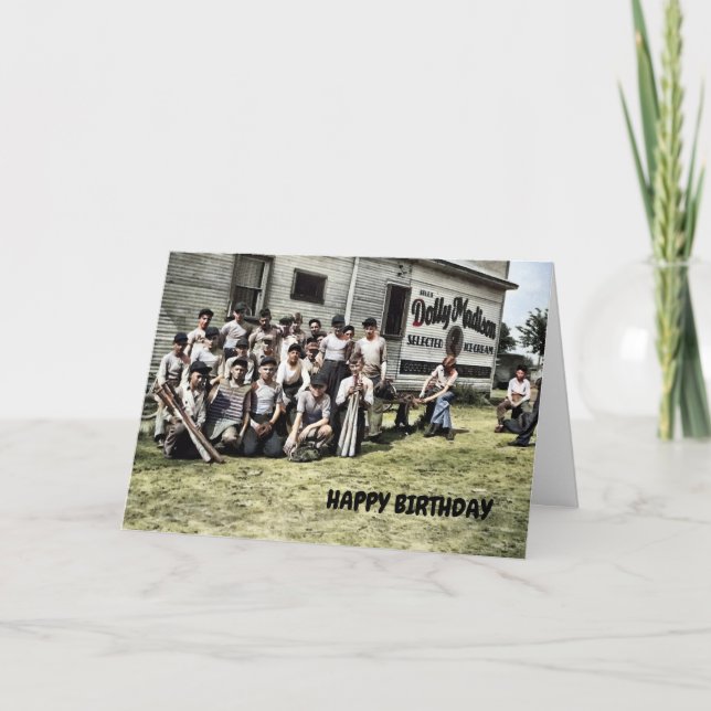 VINTAGE BASEBALL ART PHOTO BOYS BASEBALL KIDS CARD (Front)