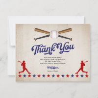 Vintage Baseball, Baby Boy Shower Thank You Card