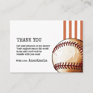 Vintage Baseball Baby Shower Thank You Enclosure Card