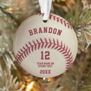 Vintage Baseball Ball Stitching Photo Personalised Ornament