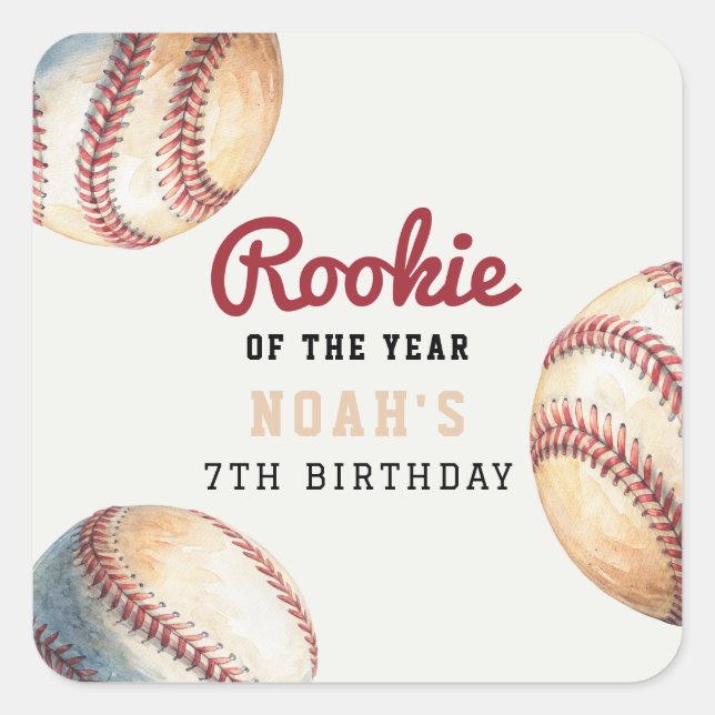 Vintage Baseball Birthday Boy Square Sticker (Front)