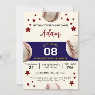 Vintage Baseball Birthday Celebration Invitation