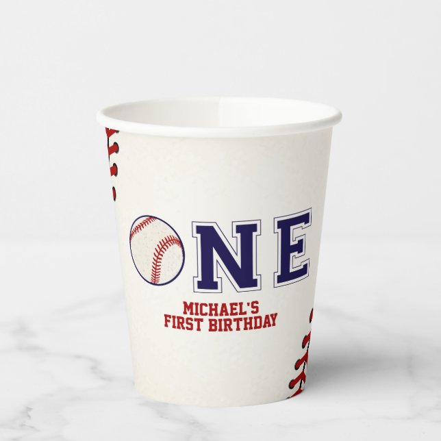 Vintage Baseball Birthday Paper Cup (Left)