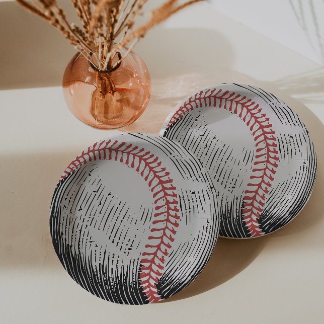 Vintage Baseball Birthday Paper Plate (Vintage Baseball Birthday Paper Plates)