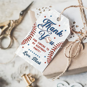 Vintage Baseball Boy Birthday Thank You Gift Tags