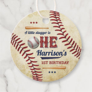 Vintage Baseball Boys 1st Birthday Favour Tags