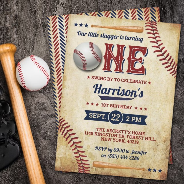 Vintage Baseball Boys 1st Birthday Invitation (Creator Uploaded)