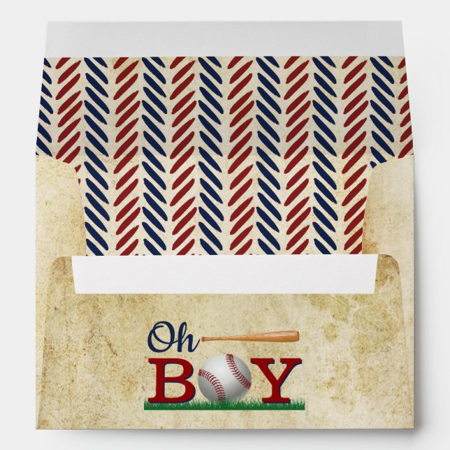 Vintage Baseball Boys Baby Shower Envelope (Back (Bottom))