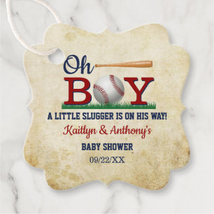 Vintage Baseball Boys Baby Shower Favour Tags