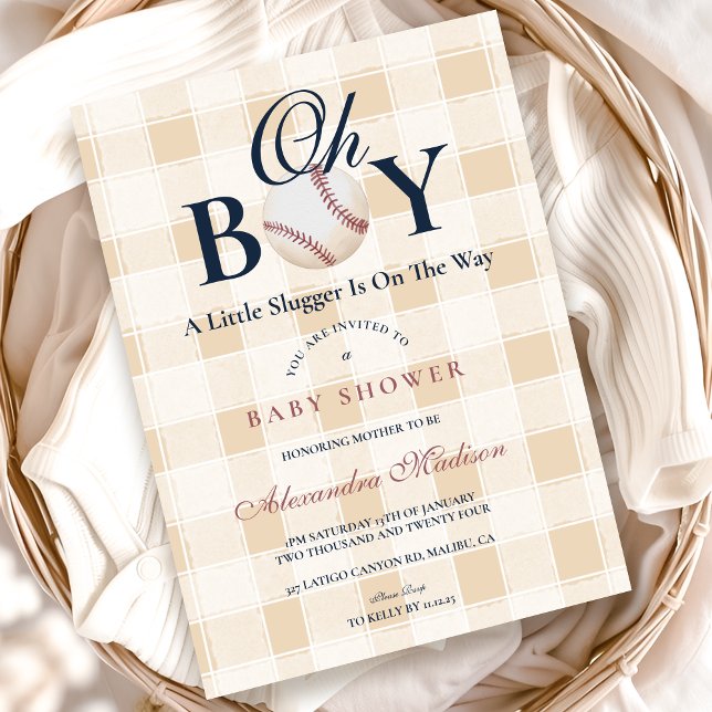 Vintage Baseball Boys Baby Shower Invitation (Creator Uploaded)