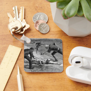 Vintage Baseball by Thure De Thulstrup, 1885 Key Ring