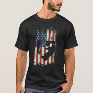 Vintage Baseball Catcher American Flag Usa Patri T-Shirt