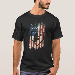 Vintage Baseball Catcher American Flag Usa Patriot T-Shirt