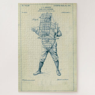 Vintage Baseball Catcher Equipment Patent (1904) Jigsaw Puzzle