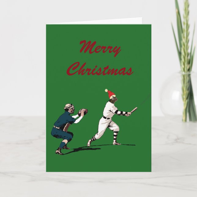 Vintage Baseball Christmas Card (Front)