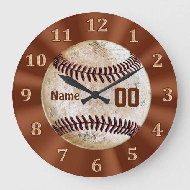 Vintage Baseball Clock YOUR NAME & Jersey NUMBER (Front)