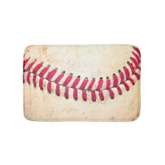 Vintage Baseball Close Up Photo Bath Mat