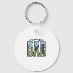 Vintage Baseball Dad Engraved Letter Shirt Design_ Key Ring