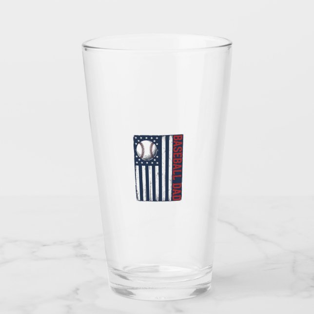 Vintage Baseball Dad Flag Shirt Design_1 Glass (Front)