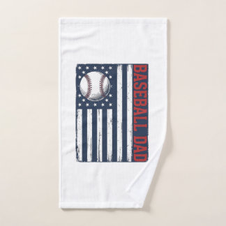 Vintage Baseball Dad Flag Shirt Design_1 Hand Towel