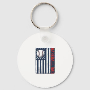 Vintage Baseball Dad Flag Shirt Design_1 Key Ring