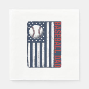 Vintage Baseball Dad Flag Shirt Design_1 Napkin