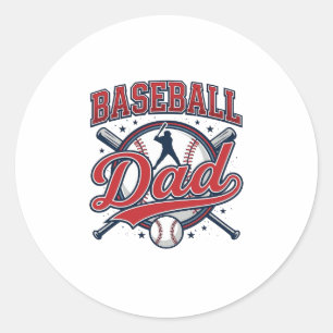 Vintage Baseball Dad Shirt Design_1 Classic Round Sticker