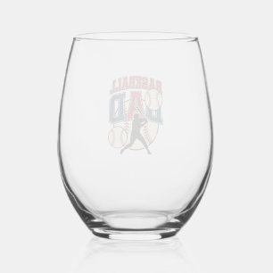 Vintage Baseball Dad Shirt Design_1 Stemless Wine Glass