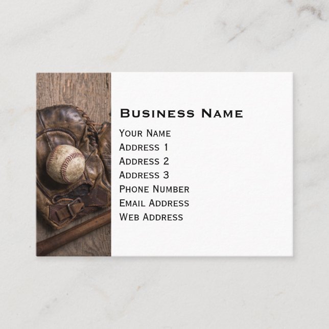 Vintage Baseball Equipment Business Card (Front)