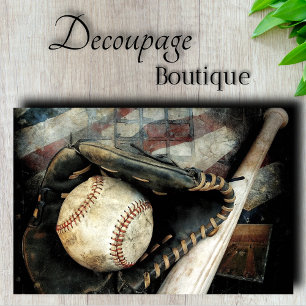 Vintage Baseball Equipment Decoupage Tissue Paper