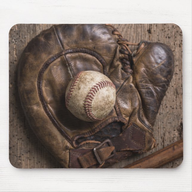 Vintage Baseball Equipment Mouse Mat (Front)