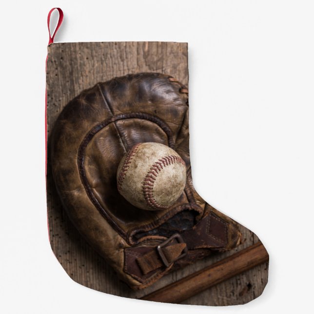 Vintage Baseball Equipment Small Christmas Stocking (Front)
