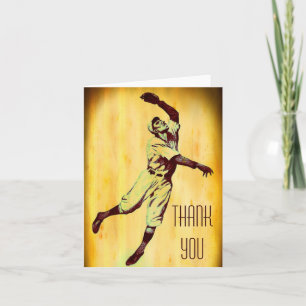Vintage Baseball Fielder Thank You Note Card