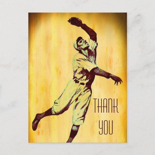 Vintage Baseball Fielder Thank You Postcard (Front)