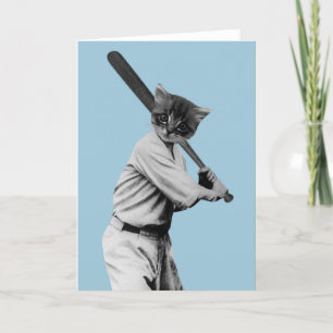 vintage baseball funny cat holiday card