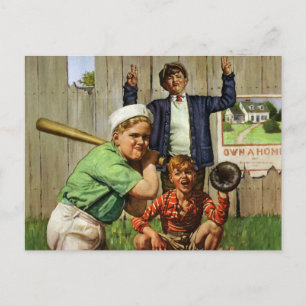 Vintage Baseball Game, Children Boys Sports Player Postcard