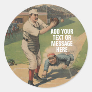 Vintage baseball game home base classic round sticker