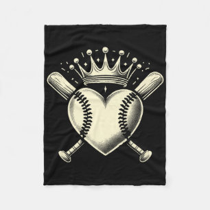 Vintage Baseball Heart Crown Baseball Premium  Fleece Blanket