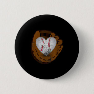 Vintage Baseball Heart Shirt Funny Valentines Day 6 Cm Round Badge