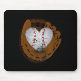 Vintage Baseball Heart Shirt Funny Valentines Day Mouse Mat